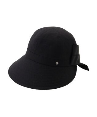 MOONBAT 【遮光100％/遮熱/UV】HIROKO KOSHINO(ヒロコ コシノ)遮光 リボンジョッキー 帽子 ゆったりMサイズ 手洗い可能/サイズ調整可能 ブラック