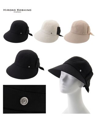 MOONBAT 【遮光100％/遮熱/UV】HIROKO KOSHINO(ヒロコ コシノ)遮光 リボンジョッキー 帽子 ゆったりMサイズ 手洗い可能/サイズ調整可能 ブラック