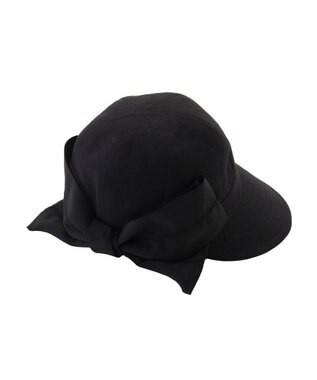 MOONBAT 【遮光100％/遮熱/UV】HIROKO KOSHINO(ヒロコ コシノ)遮光 リボンジョッキー 帽子 ゆったりMサイズ 手洗い可能/サイズ調整可能 ブラック