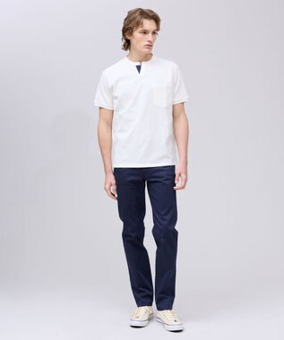 J.PRESS MEN コットンカノコ キーネックポケット Tシャツ ホワイト系