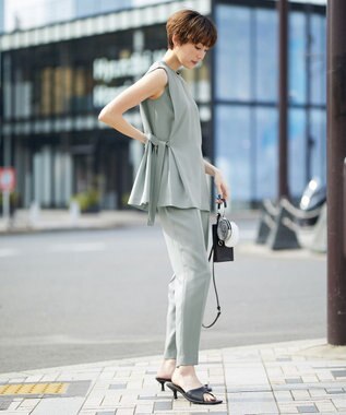 ICB L 【新色追加・洗える】 FluidBackSatin ドロストパンツ ジェイドグレー系