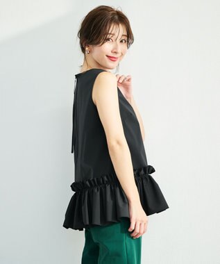 #Newans タックフリルヘムシャツ ブラック