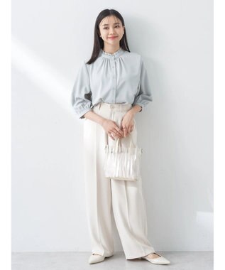 earth music&ecology ２ｗａｙフリル７分袖ブラウス Mint