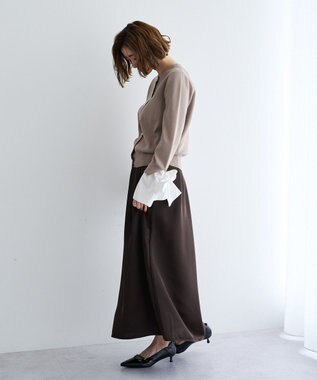 YECCA VECCA サテンフレアスカート Brown