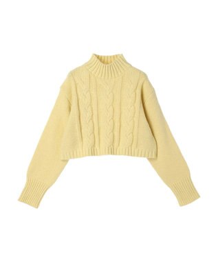 Green Parks ショート丈ケーブルニットプルオーバー Yellow