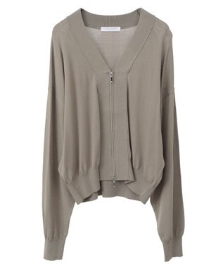 Green Parks フロントＺＩＰニットカーディガン Khaki