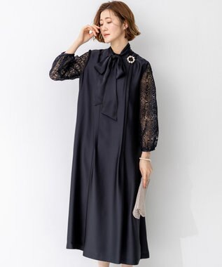 23区 【APPLAUDIR】ノーブルサテン リボンブーケレースコンビ ドレス