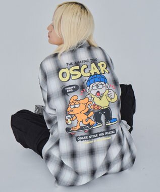 WEGO 【ユニセックス着用ITEM/MLサイズ展開】イラストオンブレチェックシャツ（SS） ホワイトチェック1