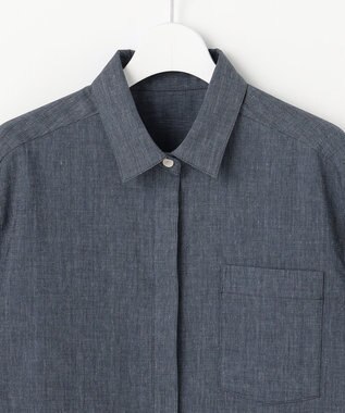 自由区 L 【セットアップ対応】ソフトリネンダンガリー シャツ ネイビー