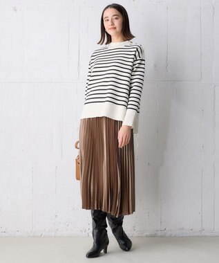 UNFILO 【洗える】チンツプリーツスカート モカ