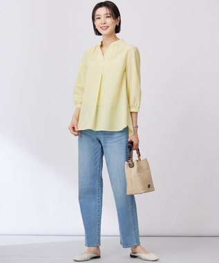 J.PRESS LADIES 【洗える】BASIC STRETCH DENIM ボーイフィット パンツ ブリーチ系