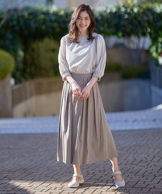 ANY 【UVカット/抗菌防臭/速乾/手洗い可】エニィファンクション ボリュームスリーブシャツ ベージュストライプ