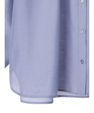 earth music&ecology シアーギャザーネックブラウス Deep Blue