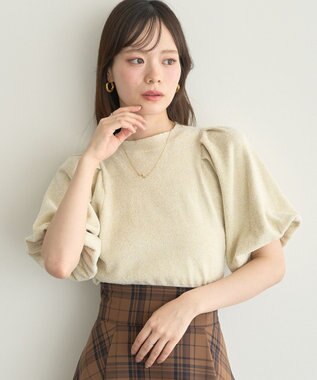 earth music&ecology ラメモールパフスリニットプルオーバー