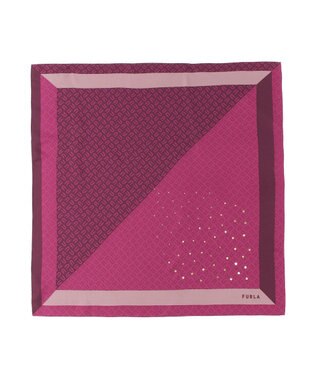 MOONBAT FURLA(フルラ)シルクツイル アーチロゴ スカーフ 65cm×65cm ワイン