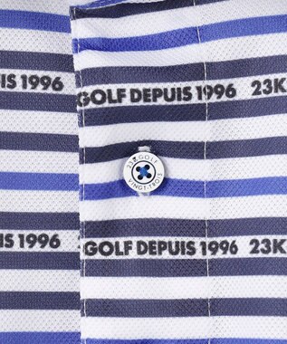 23区GOLF 【MEN】【吸水速乾・UVケア】ボーダーロゴ 半袖シャツ ネイビー系1