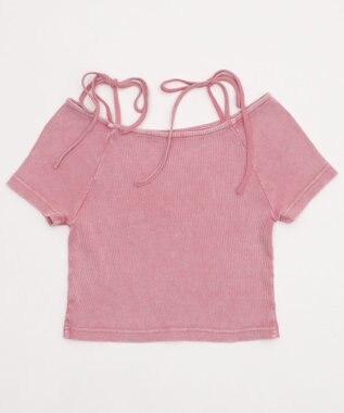 WEGO ヴィンテージウォッシュオフショルちびT ライトピンク