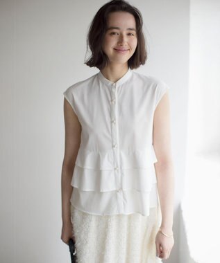 組曲 【WEB限定】プレーティング天竺ティアード カットソー アイボリー系