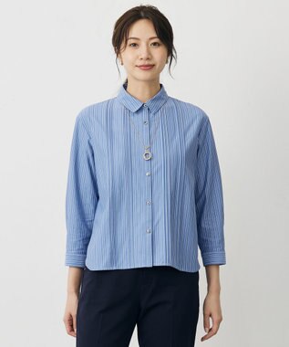 ストライプジャージー シャツライク カットソー