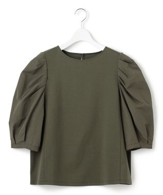 23区 S 【一部店舗限定】コットンポンチコンビジャージー コクーンスリーブ カットソー カーキ系