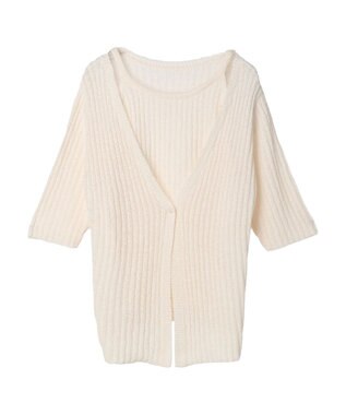 Green Parks テープヤーンドッキングニットプルオーバー Off White