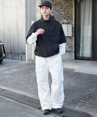 WEGO 【ウエストゴム/SMLサイズ展開】イージーワイドカーゴパンツ ホワイト