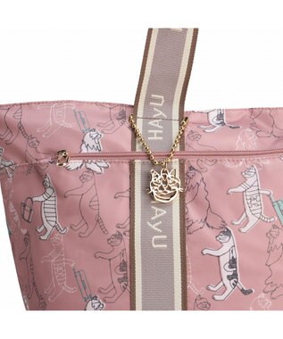ACE BAGS & LUGGAGE HAyU × ace.  フォールディング 折り畳みトートバッグ 猫柄 30L 17862 ピンク柄