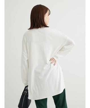 Green Parks ワンポイントカレッジロゴ裾ラウンドチュニック Off White