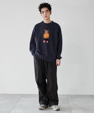 WEGO アニマルジャガードニットプルオーバー ネイビー