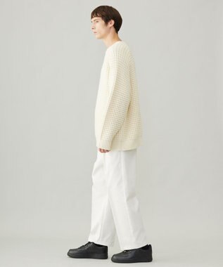 UNFILO MENS 【男女兼用】ウールポップコーン クルーネック ニット ホワイト