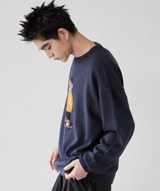 WEGO アニマルジャガードニットプルオーバー ネイビー