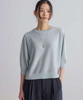 組曲 【前後着用可】ドルマンスリーブライトラメ ニット シルバーブルー系