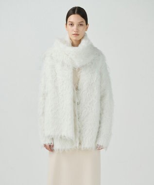 GRACE CONTINENTAL シャギーニットストール ホワイト