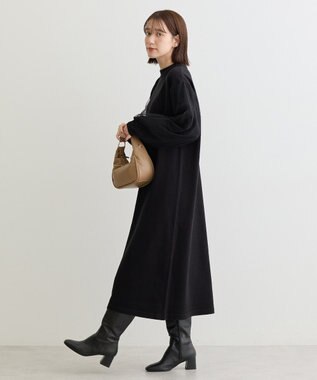 Green Parks 袖チュールニットワンピース Black