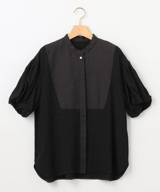 組曲 【WEB限定】ステッチストライプドビー ブラウス ブラック系