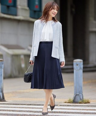 J.PRESS LADIES 【洗える】TWEED KNIT カーディガン サックスブルー系5