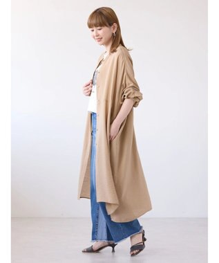 AMERICAN HOLIC 接触冷感バンドカラー切替シャツワンピース Camel