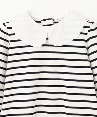 ANY KIDS 【チェリーベリーシリーズ】刺繍 ブラウス ホワイト×ブラックボーダー