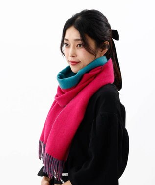 AURORA 【 ANNA SUI（アナ スイ）】ウールリバーシブルマフラー フューシャピンク