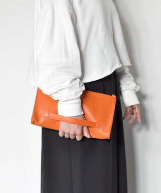 blancle シュリンクレザー クラッチショルダー ORANGE