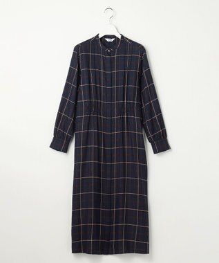 J.PRESS LADIES サイロチェック ストライプ ワンピース ネイビーチェック系