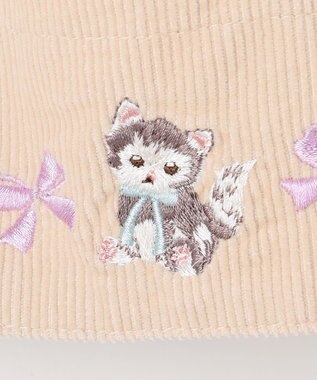 ANY KIDS ネコ刺繍 コーデュロイ ショートパンツ ベージュ
