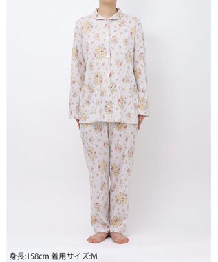 WACOAL パジャマ 長袖 長ズボン 綿100%(本体) スムース素材 ミントン レディース NDX561 /ワコール ホワイト