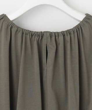 自由区 L 【洗える】ライトギャザーフレンチスリーブ ワンピース カーキ系