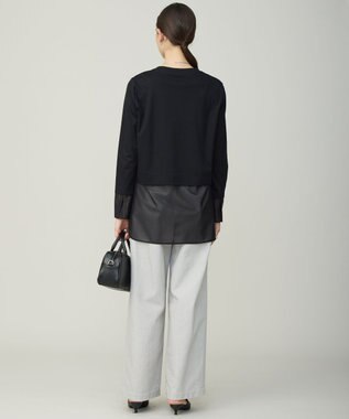 ICB L サテンラッセルコンビ カットソー ブラック系