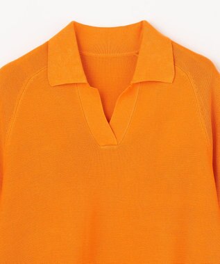 ANY L アクリルガーターポロ衿ニット マリーゴールド