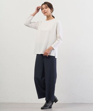 J.PRESS LADIES L レイヤードジャージー Tシャツ カットソー ホワイト系