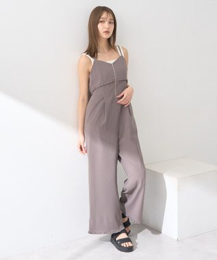 earth music&ecology ミニフリルフロントジップロンパース