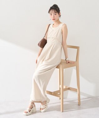 earth music&ecology ミニフリルフロントジップロンパース Ivory