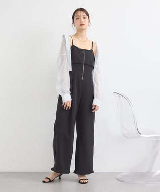 earth music&ecology ミニフリルフロントジップロンパース Black